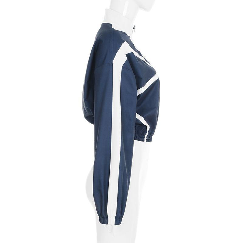 Striped Cropped Zip Jacket Product Image