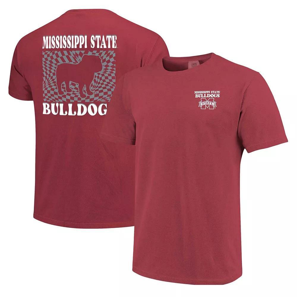 Women's Maroon Mississippi State Bulldogs Comfort Colors Checkered Mascot T-Shirt, Size: Large, Mst Red Product Image