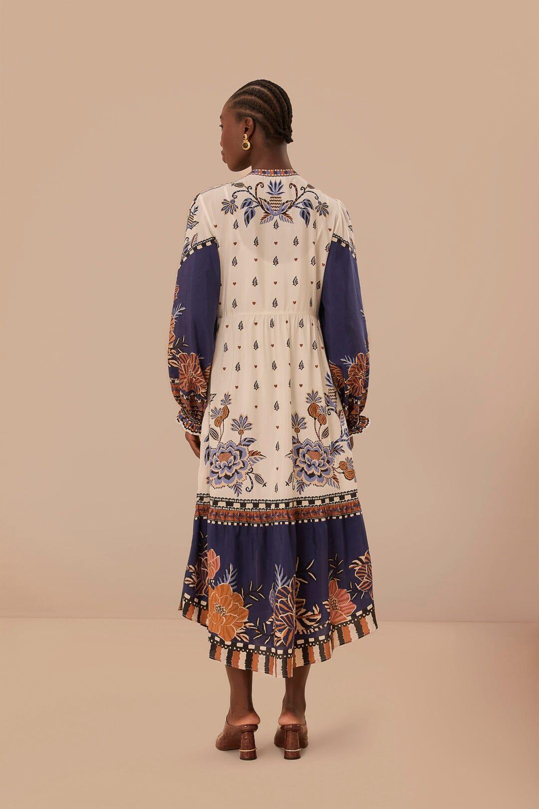 Off-White Ainika Maxi Floral Long Sleeve Midi Dres, AINIKA MAXI FLORAL OFF-WHITE / XXS Product Image