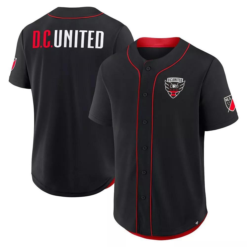 Men's Fanatics Black D.C. United Injury Time Baseball Jersey, Size: XL, Dcu Black Product Image