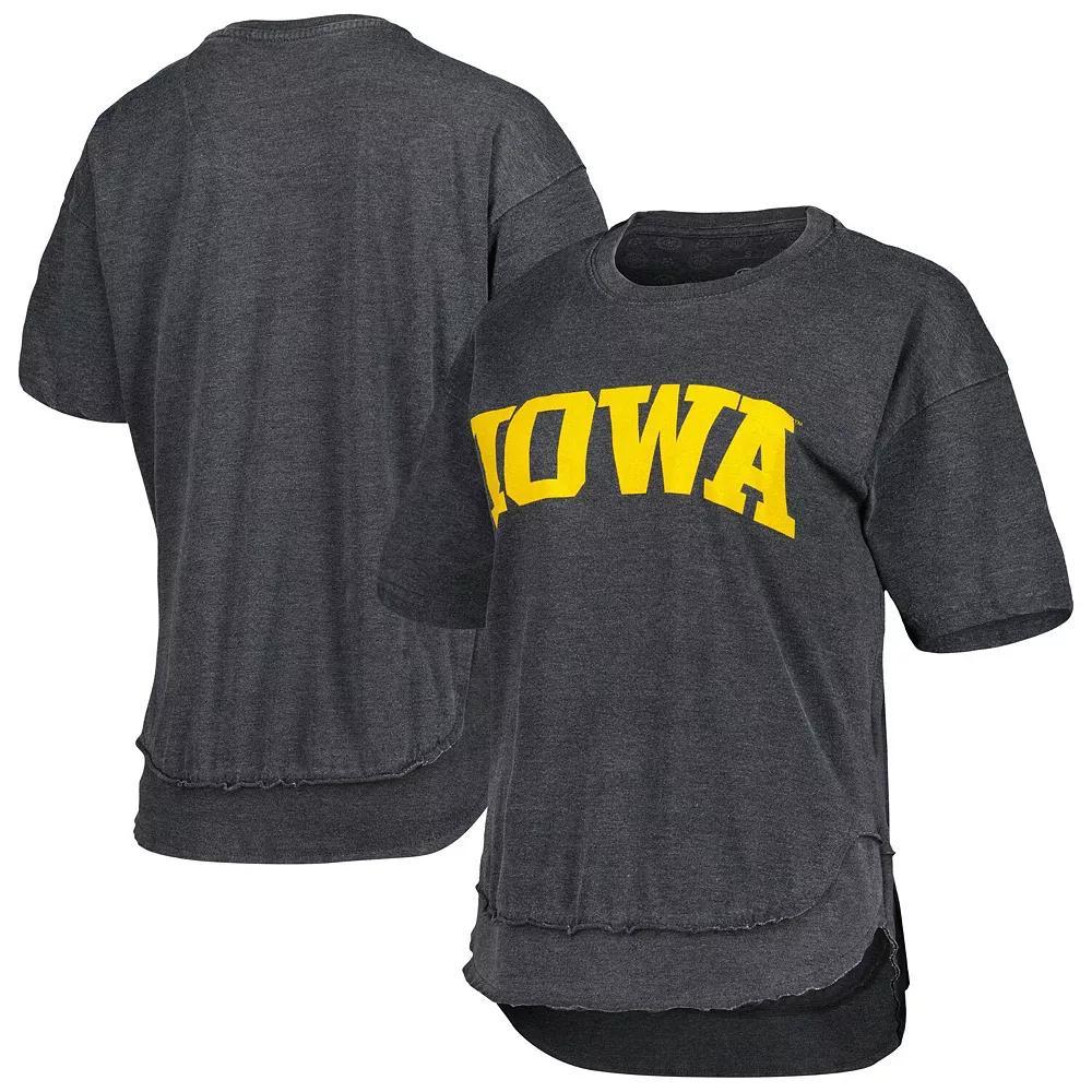 Women's Pressbox Black Iowa Hawkeyes Arch Poncho T-Shirt,  Product Image