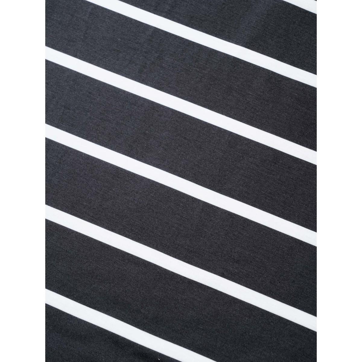 Plus Size Striped Print Raglan Sleeve Button Up T-shirt Black Women Casual Contrast Striped Round Neck Everyday T-shirts BloomChic 28/5X Product Image