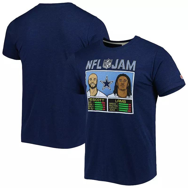 Mens Homage CeeDee Lamb & Dak Prescott Heathered Dallas Cowboys NFL Jam Tri-Blend T-Shirt Blue Product Image