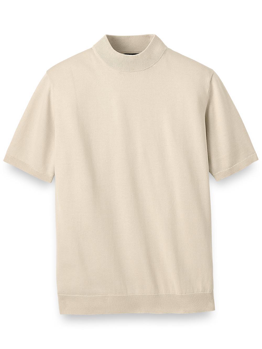 Cotton Mock Neck Sweater - Light Tan Product Image