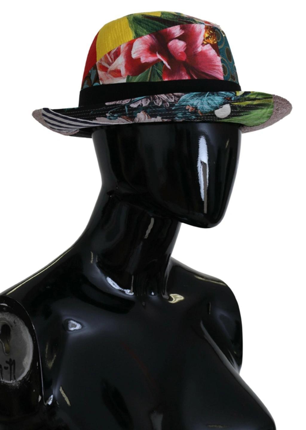 DOLCE & GABBANA Multicolor Patchwork Women Fedora Wide Brim Hat Product Image