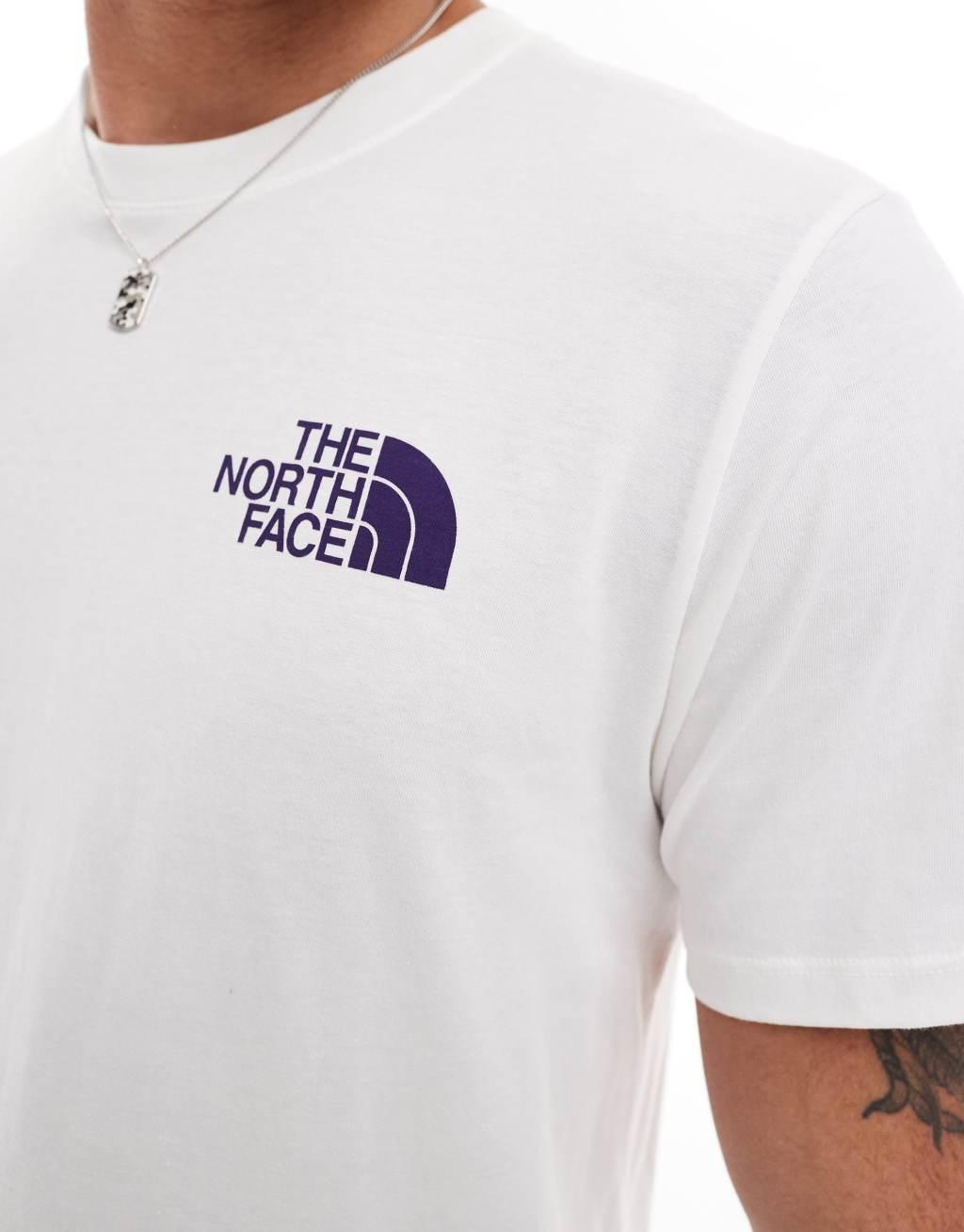 The North Face Box NSE T-shirt with back graphic in white and purple Product Image