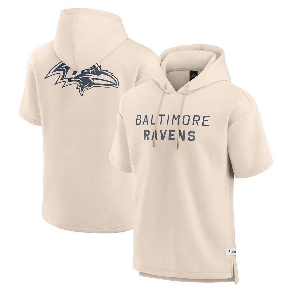 Men's Fanatics Cream Baltimore Ravens Elements Future Ground Lettering Short Sleeve Pullover Hoodie, Size: 4XL, Beige Product Image