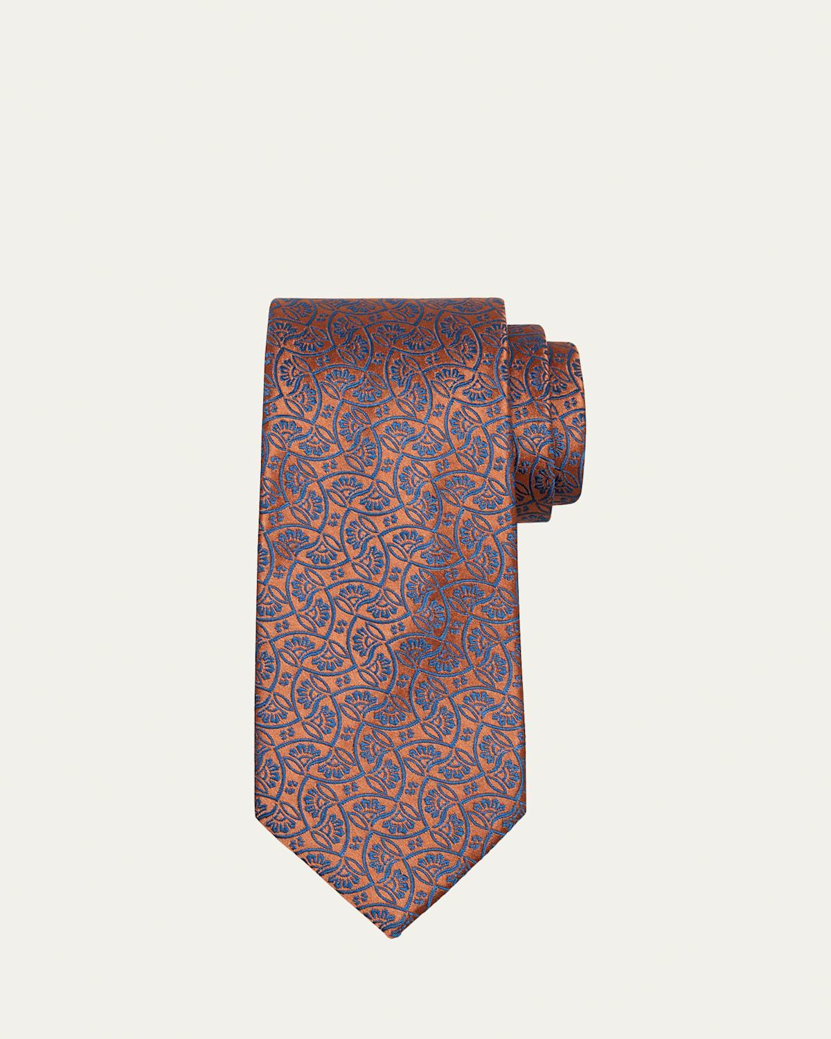 Mens Woven Floral Silk Tie Product Image