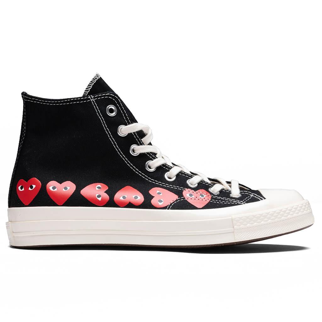 Converse x Comme Des Garcons PLAY All Star Chuck '70 Hi Multi Heart - Black/Red Male Product Image