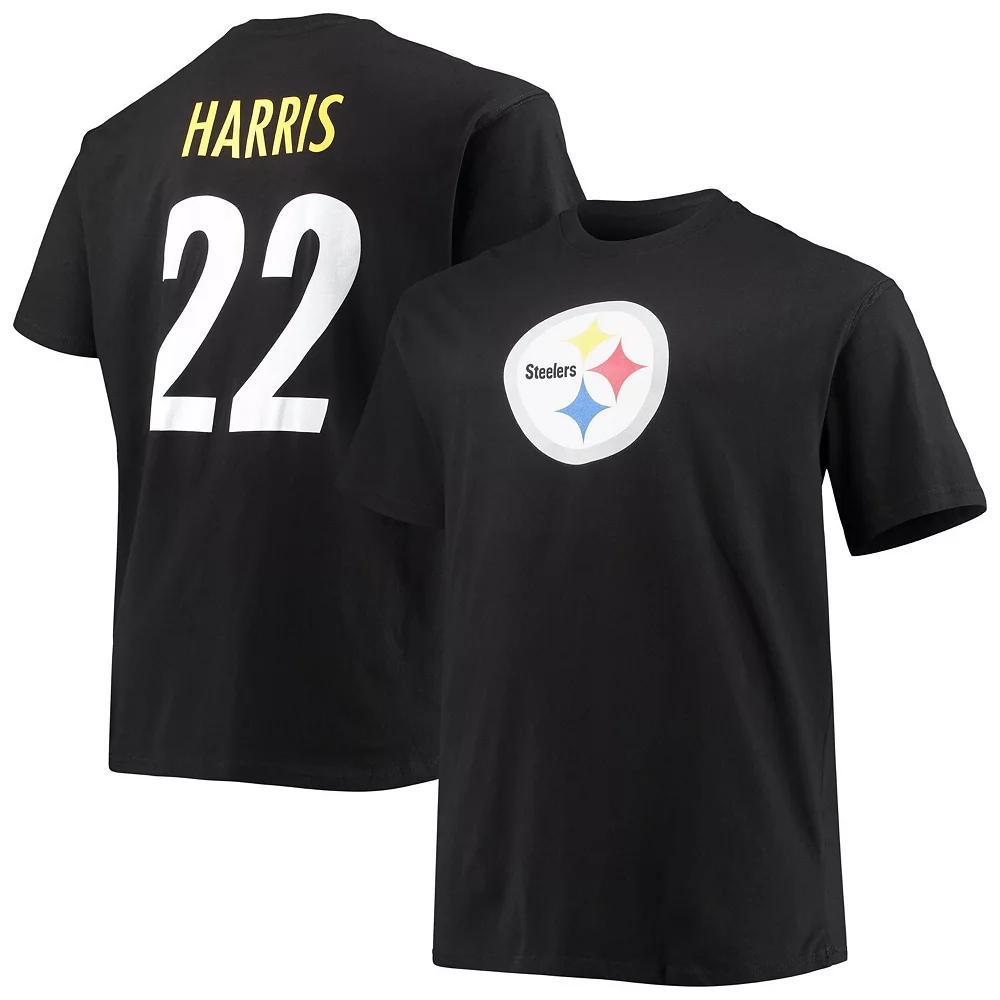 Men's Fanatics Branded Najee Harris Black Pittsburgh Steelers Big & Tall Player Name & Number T-Shirt, Size: XLT Product Image