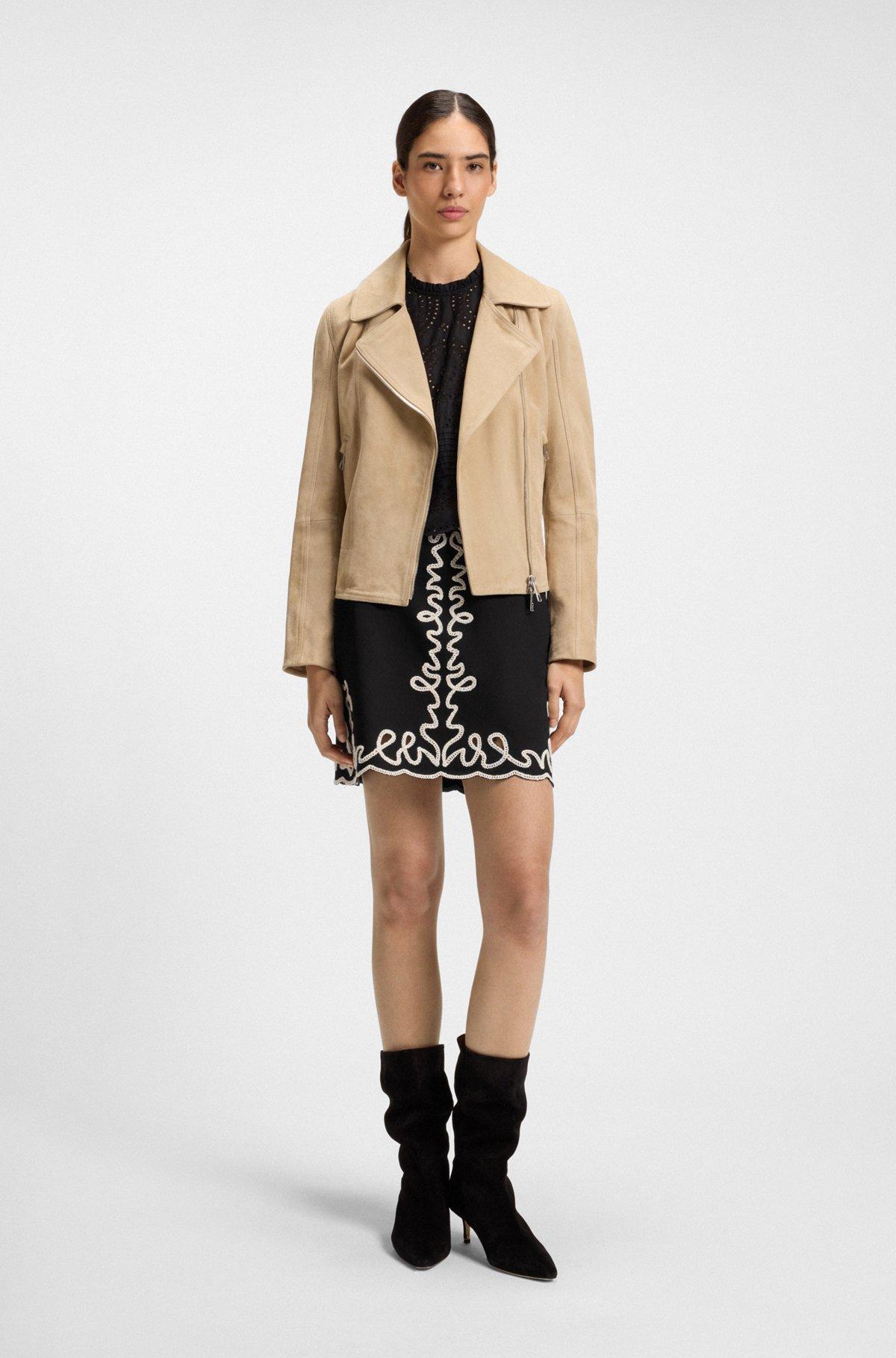 Cotton mini skirt with contrast embroidery Product Image