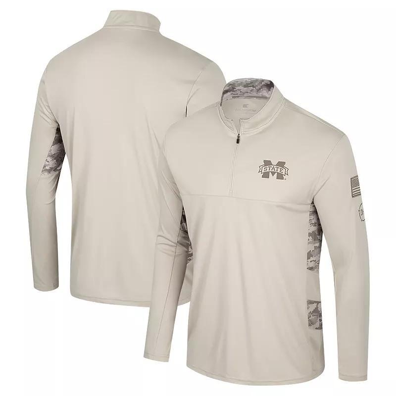 Men's Colosseum Natural Mississippi State Bulldogs OHT Military Appreciation Quarter-Zip Jacket,  Product Image
