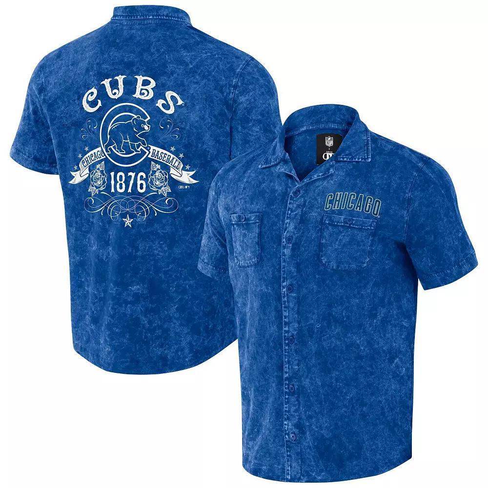 Men's Darius Rucker Collection by Fanatics  Navy Atlanta Braves Denim Team Color Button-Up Shirt, Size: Large, Blue Product Image