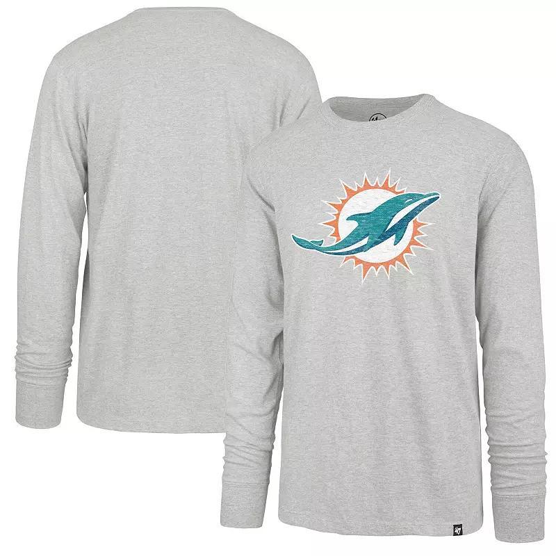 Men's '47 Gray Miami Dolphins Premier Franklin Long Sleeve T-Shirt, Size: Large, Grey Product Image