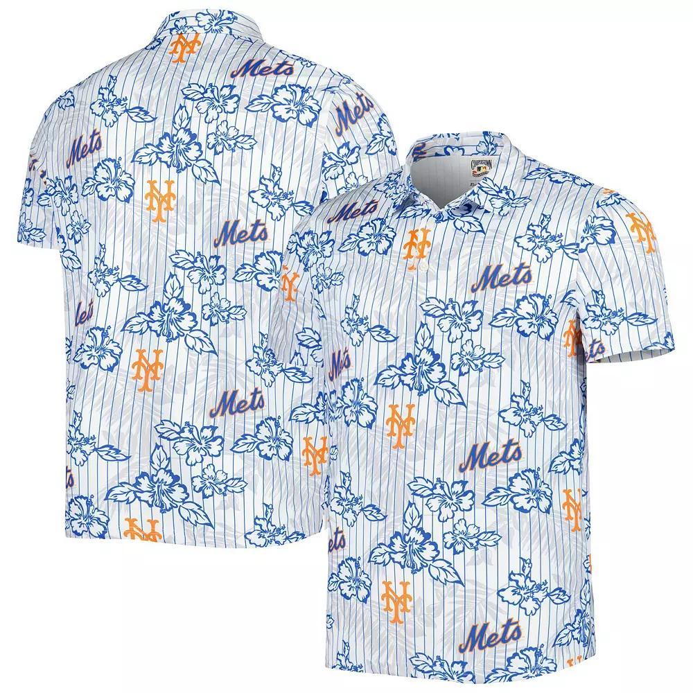 Men's Reyn Spooner White New York Mets Cooperstown Collection Puamana Print Polo, Size: XL Product Image