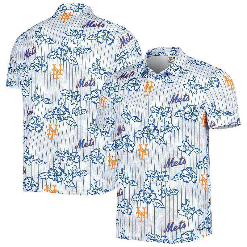 Men's Reyn Spooner White New York Mets Cooperstown Collection Puamana Print Polo, Size: XL Product Image