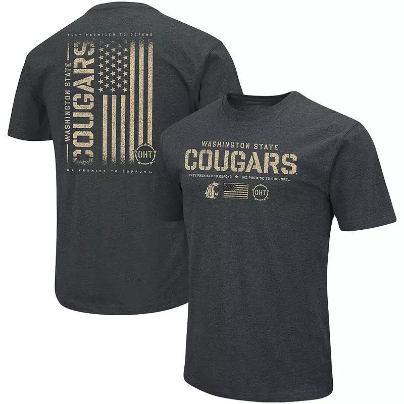 Mens Colosseum Heathered Black Washington State Cougars OHT Military Appreciation Flag 2.0 T-Shirt Product Image