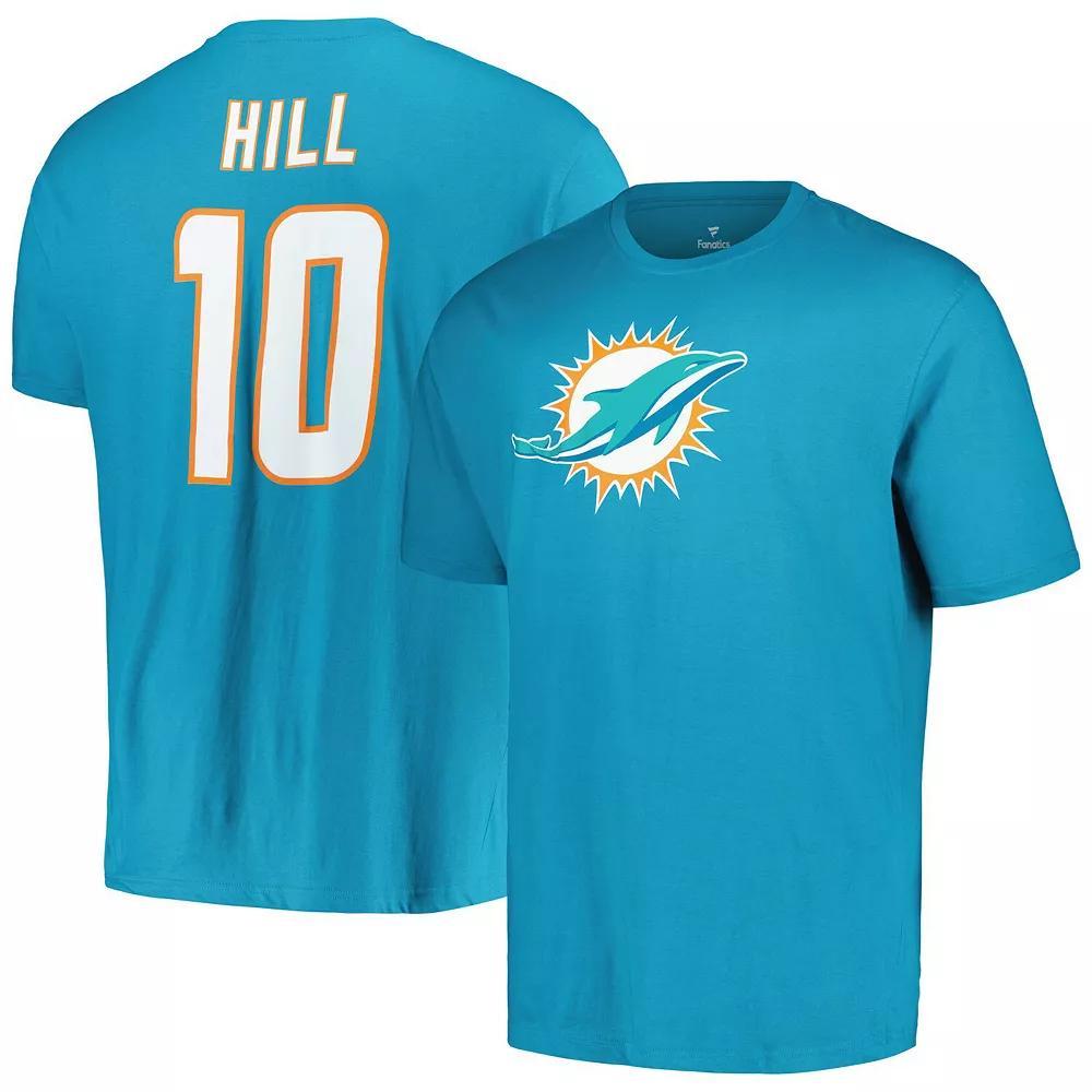 Men's Fanatics Branded Tyreek Hill Aqua Miami Dolphins Big & Tall Player Name & Number T-Shirt,  Product Image