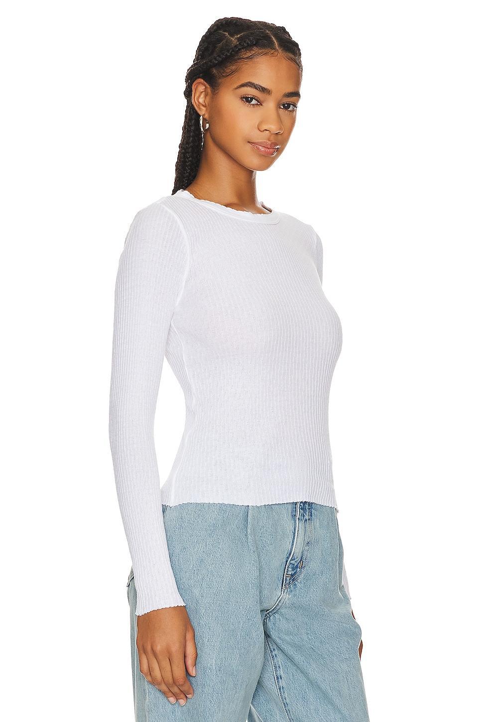 Scalloped Long Sleeve Crew Enza Costa Product Image