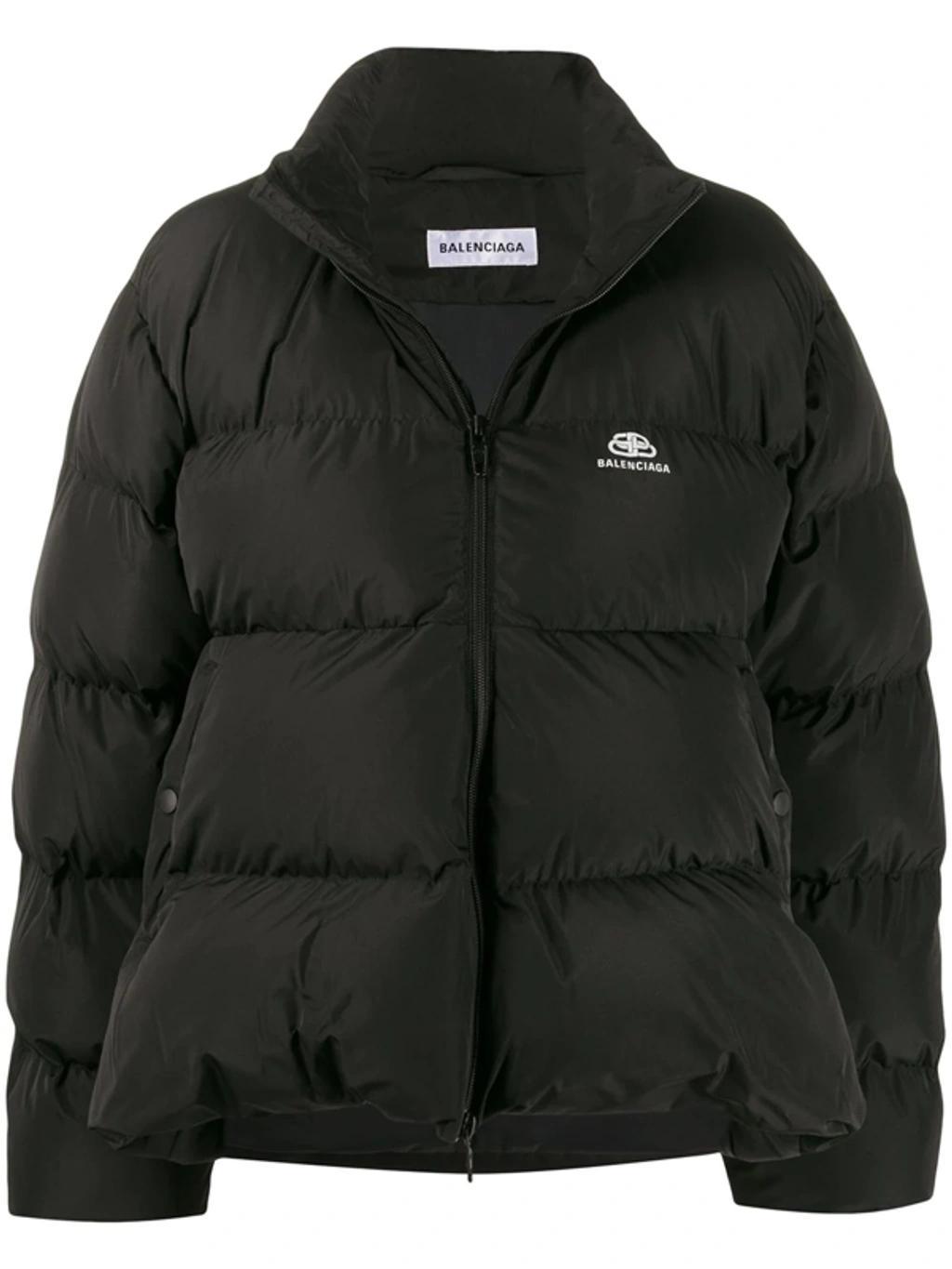 BALENCIAGA C-shape Oversized Hooded Quilted Shell Jacket In Black Product Image