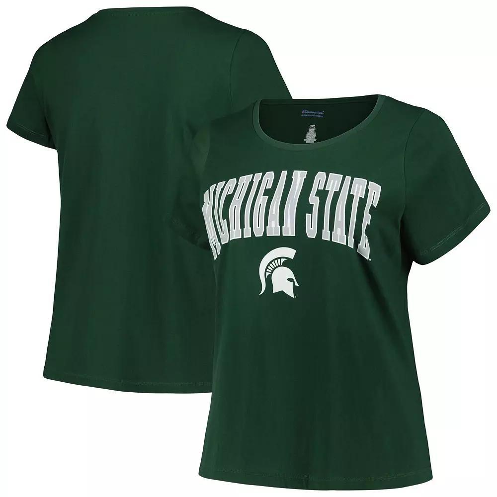 Women's Profile Green Michigan State Spartans Plus Size Arch Over Logo Scoop Neck T-Shirt, Size: 2XL Product Image