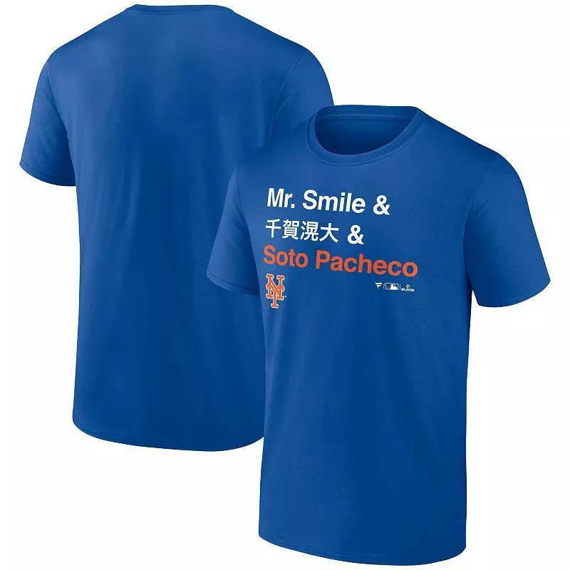 Men's Fanatics Juan Soto Royal New York Mets Mr. Smile and Soto Pacheco T-Shirt,  Product Image