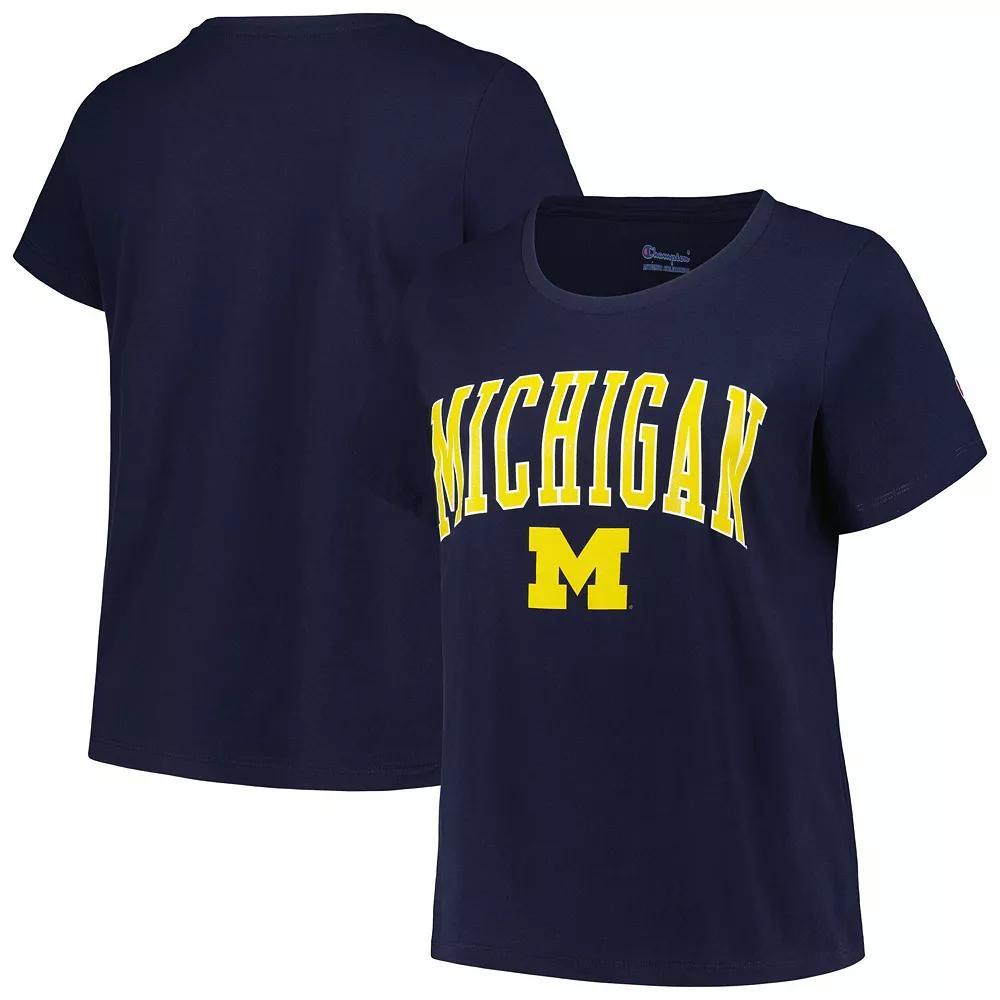 Women's Profile Navy Michigan Wolverines Plus Size Arch Over Logo Scoop Neck T-Shirt, Size: 3XL, Blue Product Image
