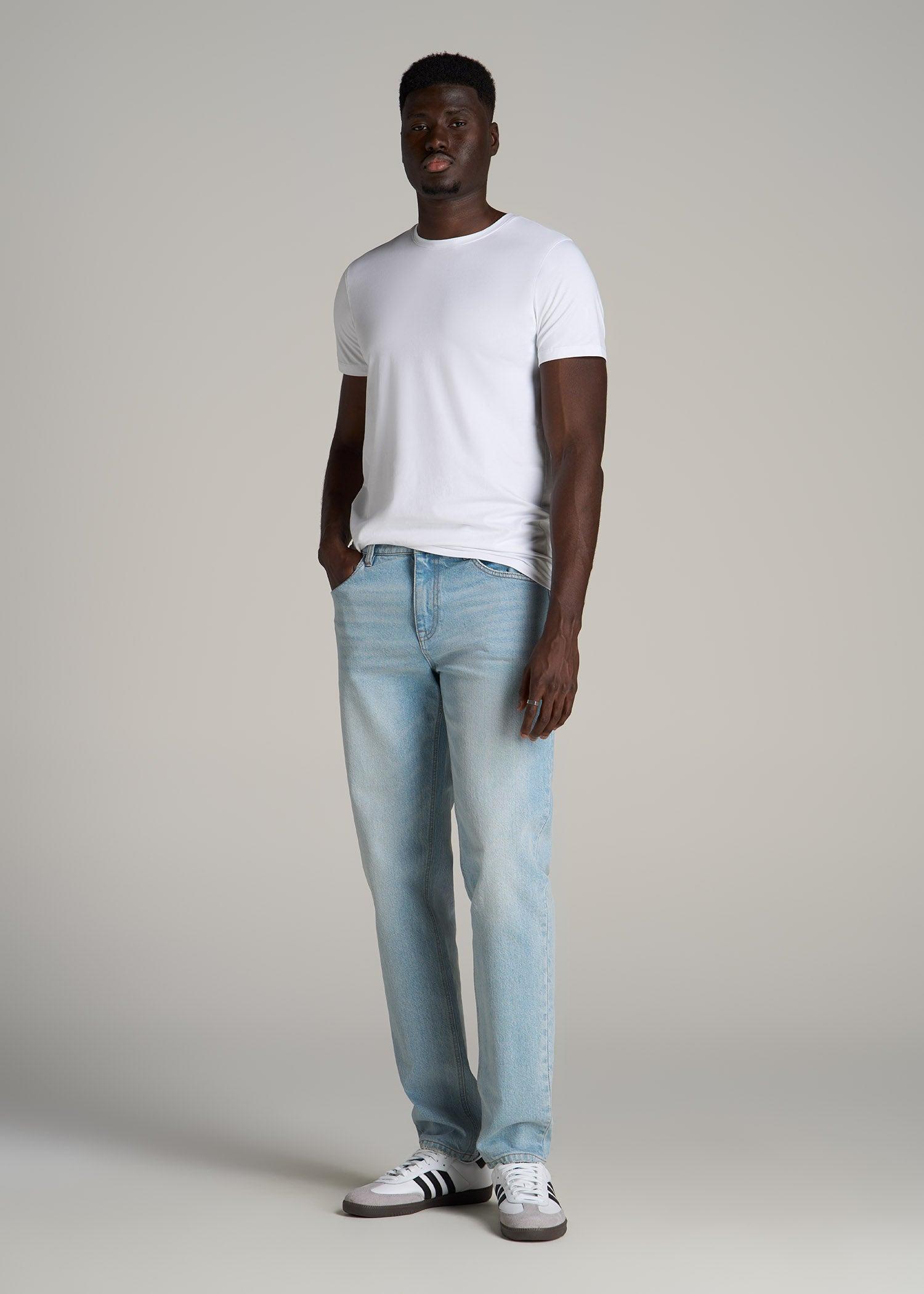 The Essential MODERN-FIT Crewneck Tee for Tall Men in White Male Product Image