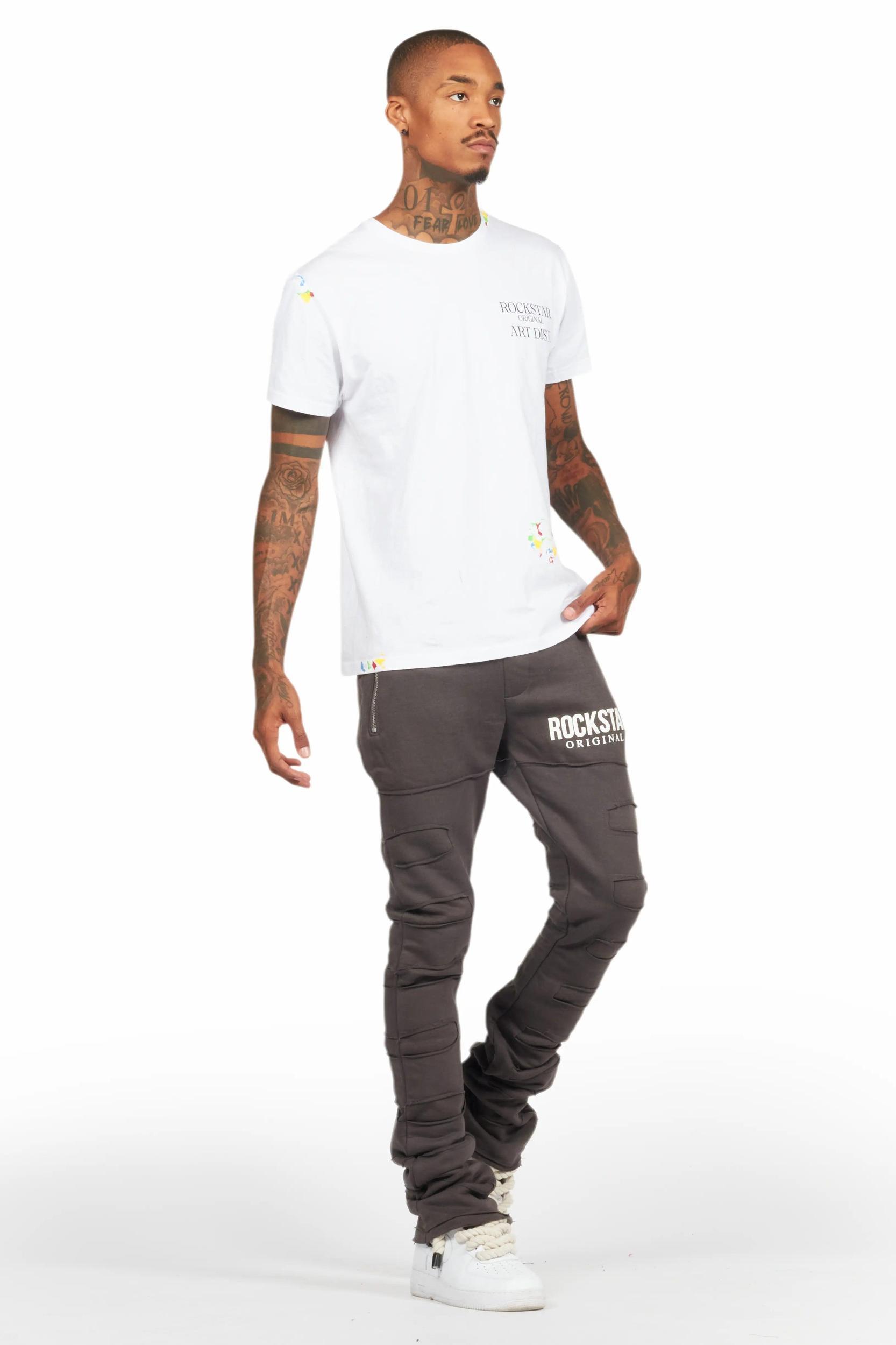 Emilio Vintage Grey Stacked Flare Track Pant Male Product Image