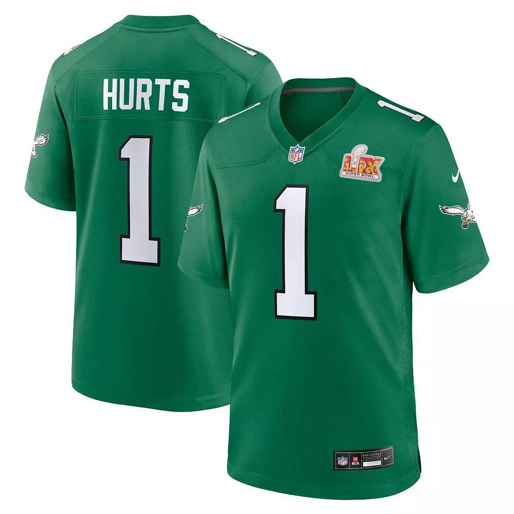 Men's Nike Jalen Hurts Kelly Green Philadelphia Eagles Super Bowl LIX 2nd Alternate Game Jersey, Size: 3XL Product Image