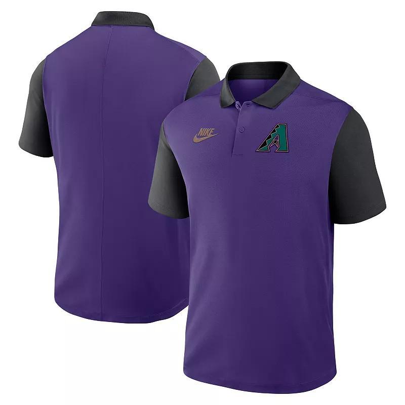 Men's Nike Purple/Black Tampa Bay Rays Cooperstown Collection Color-Block Victory Performance Polo,  Product Image