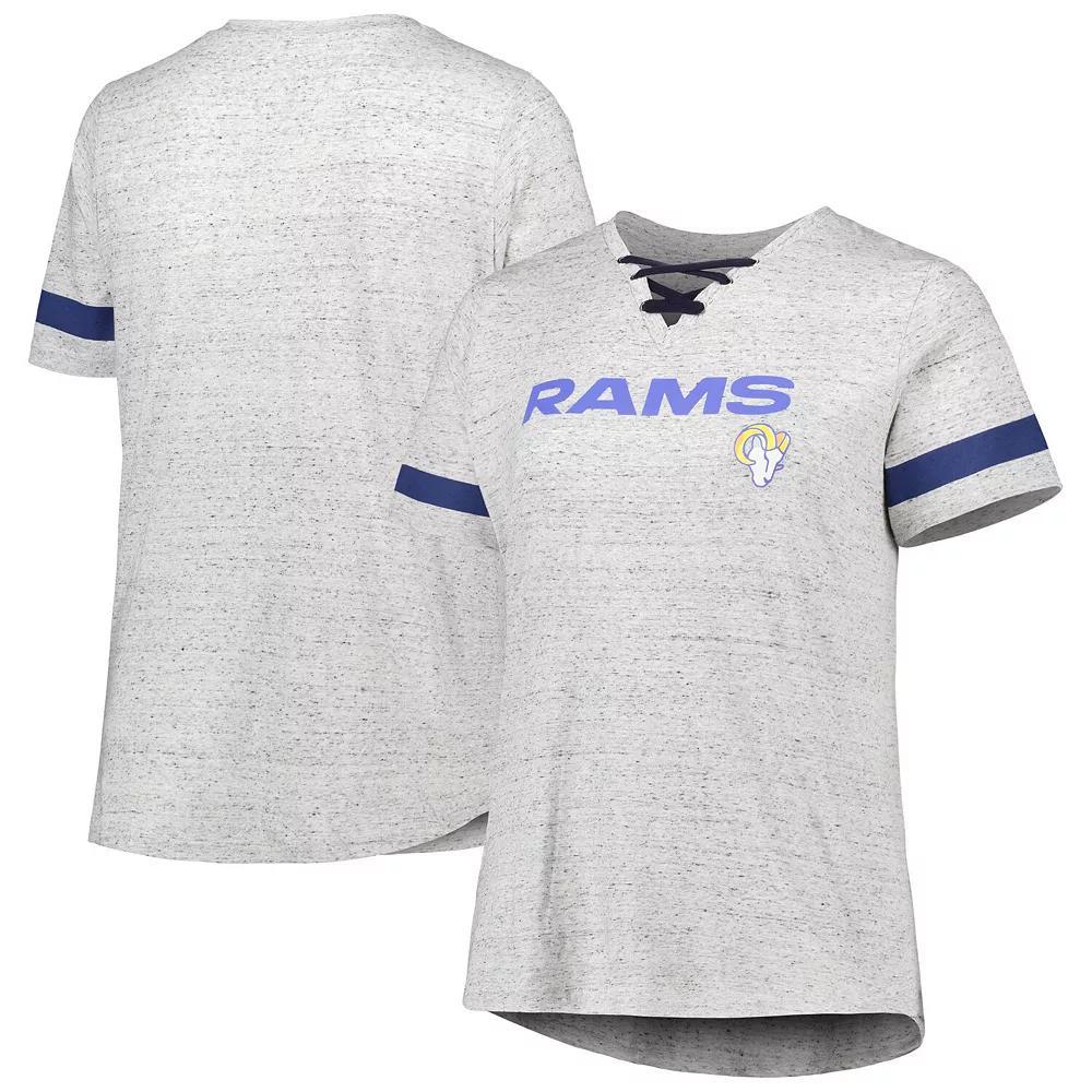 Womens Heather Gray Los Angeles Rams Plus Size Lace-Up V-Neck T-Shirt Product Image