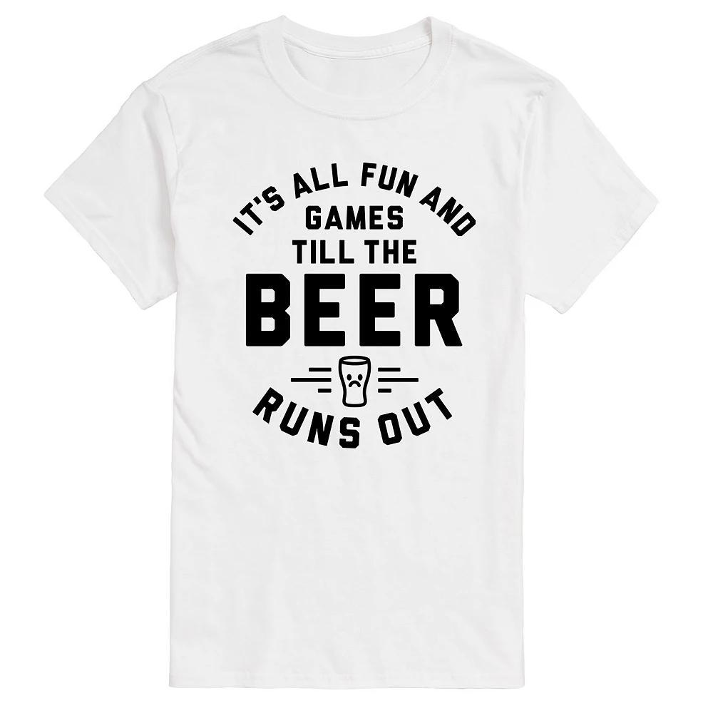 Big & Tall Fun And Games Till The Beer Runs Out Graphic Tee, Men's, Size: 4XL Tall, White Product Image