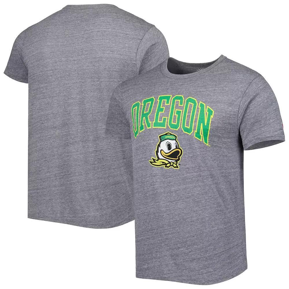 Men's League Collegiate Wear Heather Gray Oregon Ducks 1965 Arch Victory Falls Tri-Blend T-Shirt, Size: 2XL, Grey Product Image