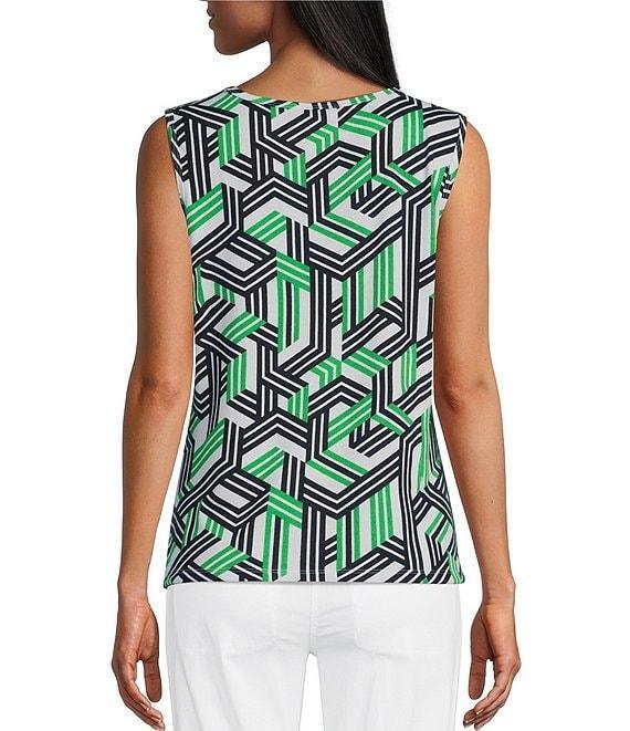 Multiples Knit Stripe Multi Long Sleeve Open-Front Matching Tank Top Set Product Image