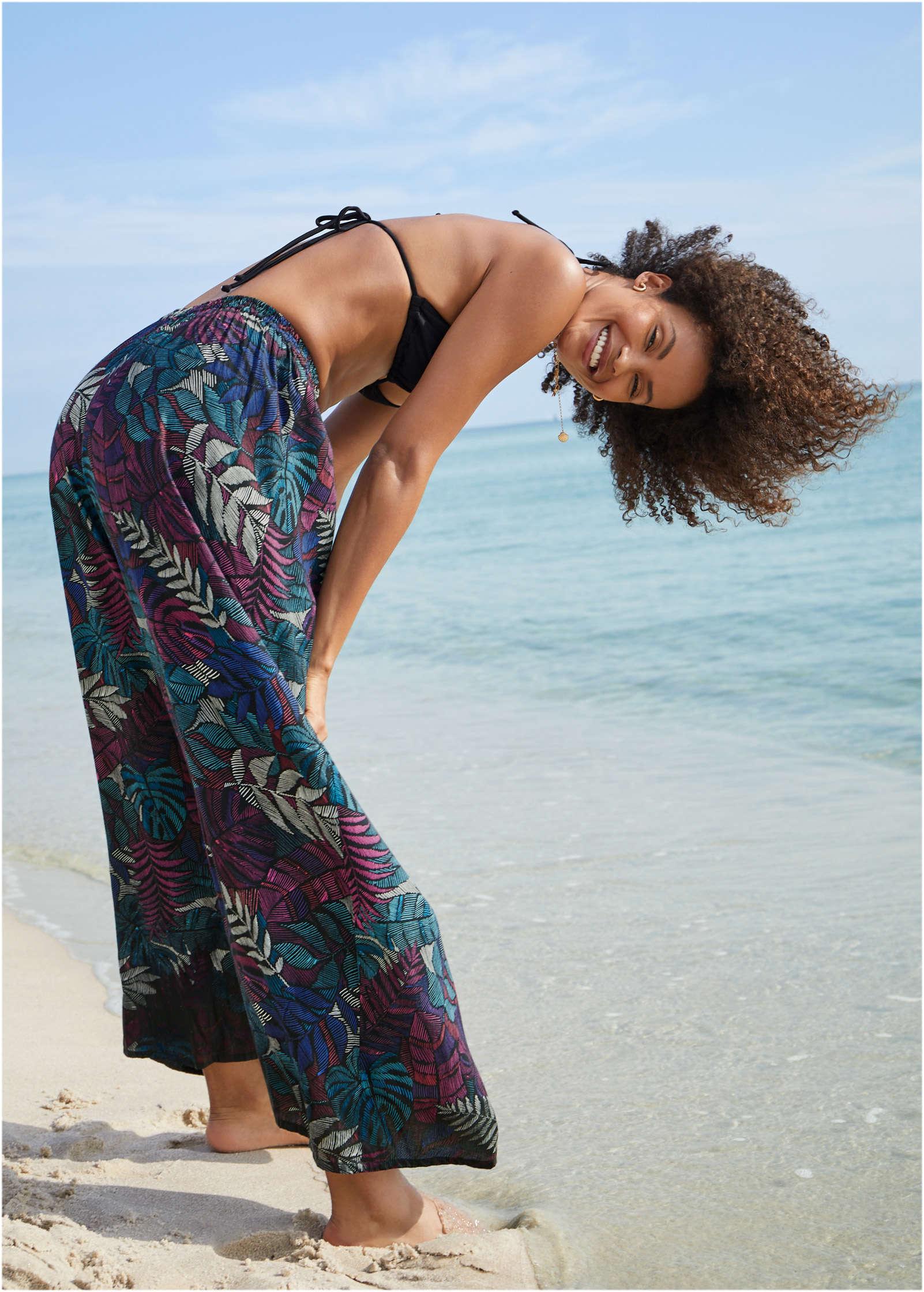 Palazzo Cover-Up Pant - Tropical Leaves Product Image