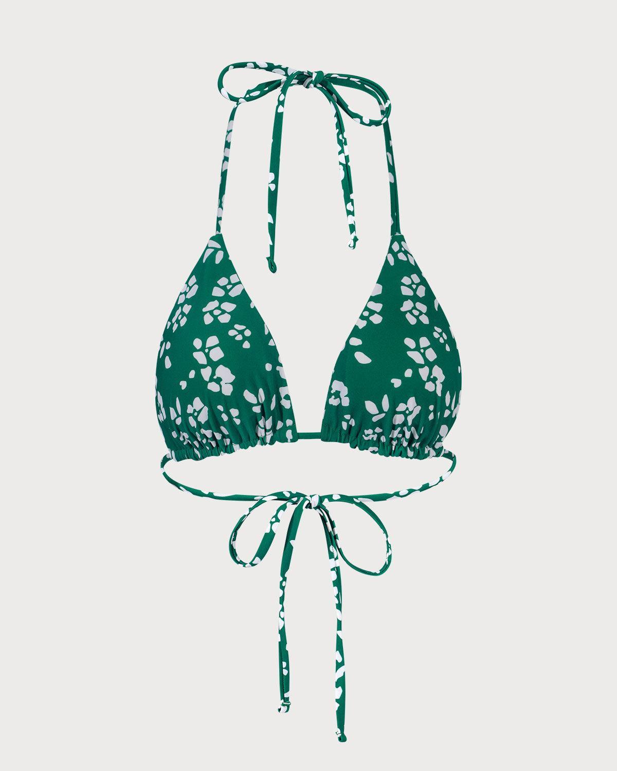 The Green Reversible Floral Triangle Bikini Top Product Image