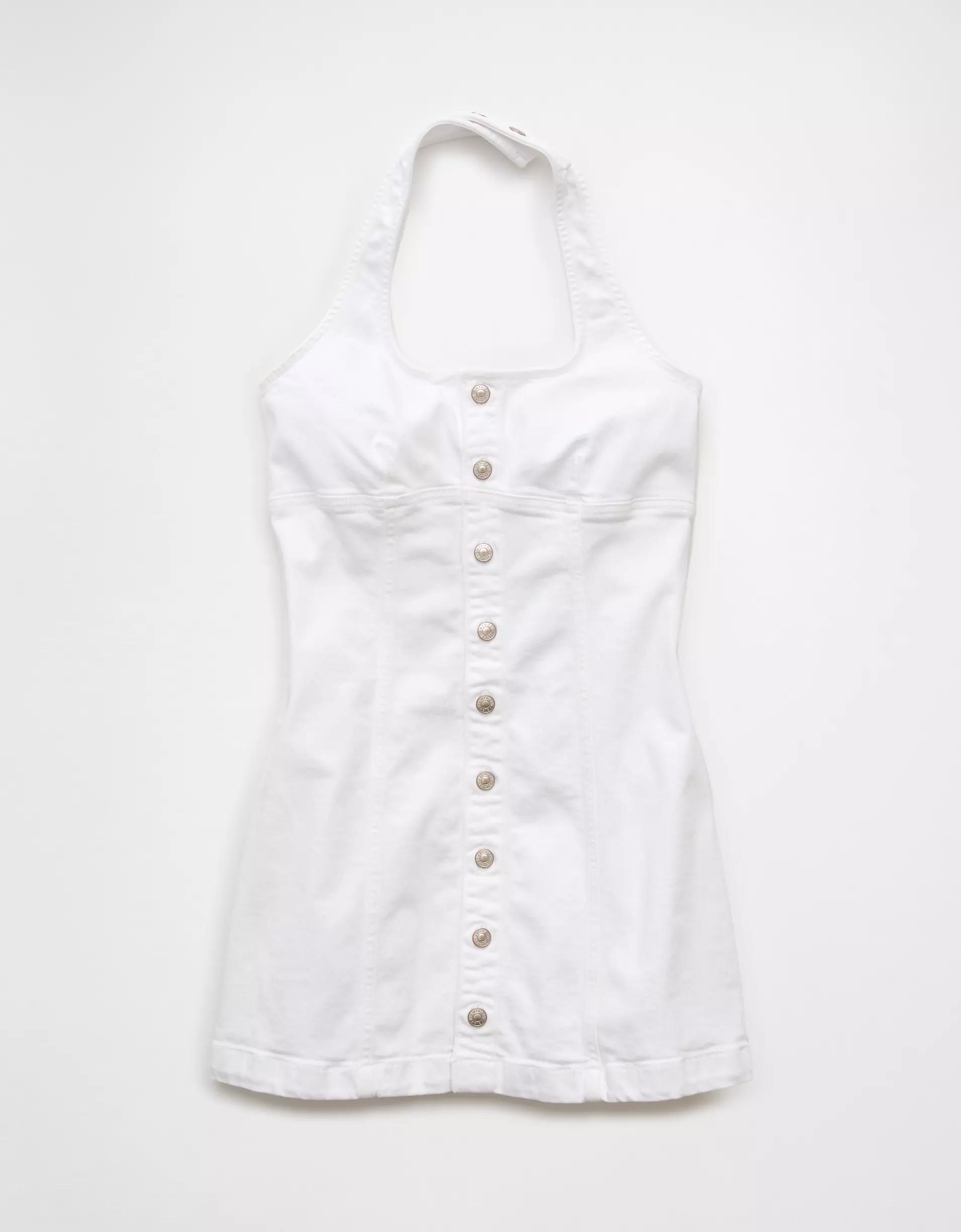 AE Denim Halter Button-Up Mini Dress Product Image