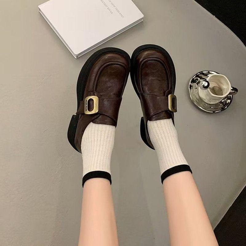 Faux Leather Platform Monk Strap Loafers Product Image