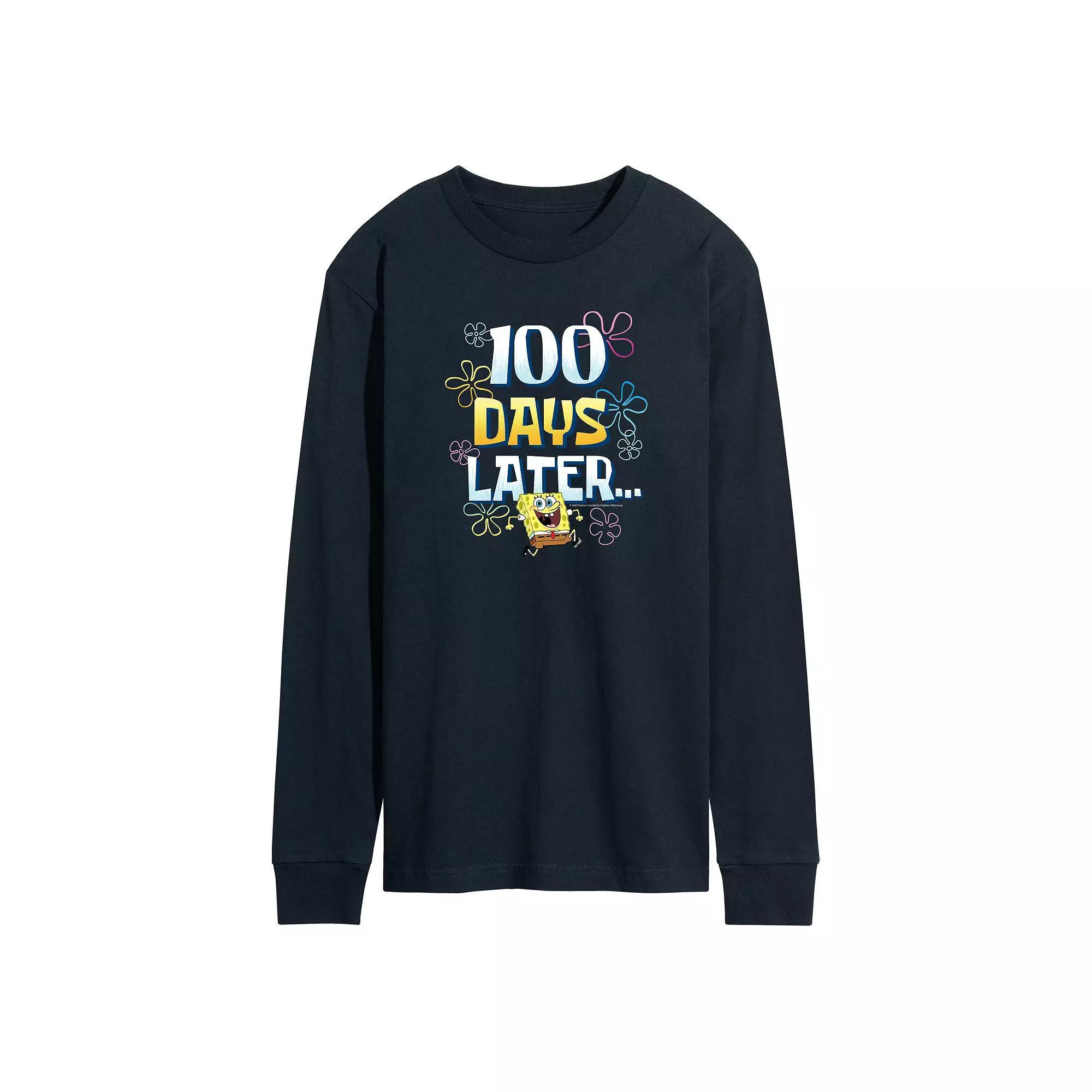 Men's SpongeBob SquarePants 100 Days Long Sleeve Graphic Tee, Size: XL, Blue Product Image