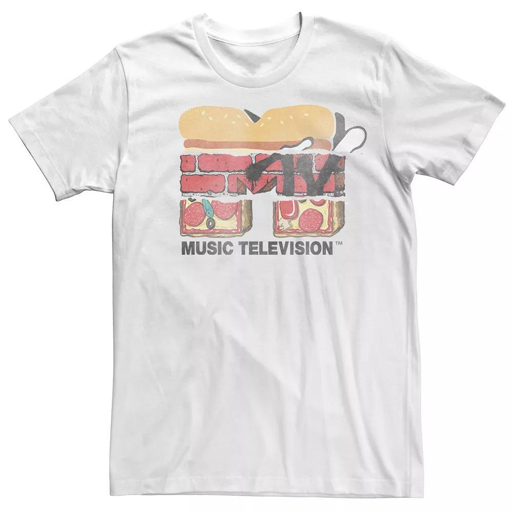 Men's MTV Faded Multi Fill Food Logo Short Sleeve Tee, Size: 3XL, White Product Image