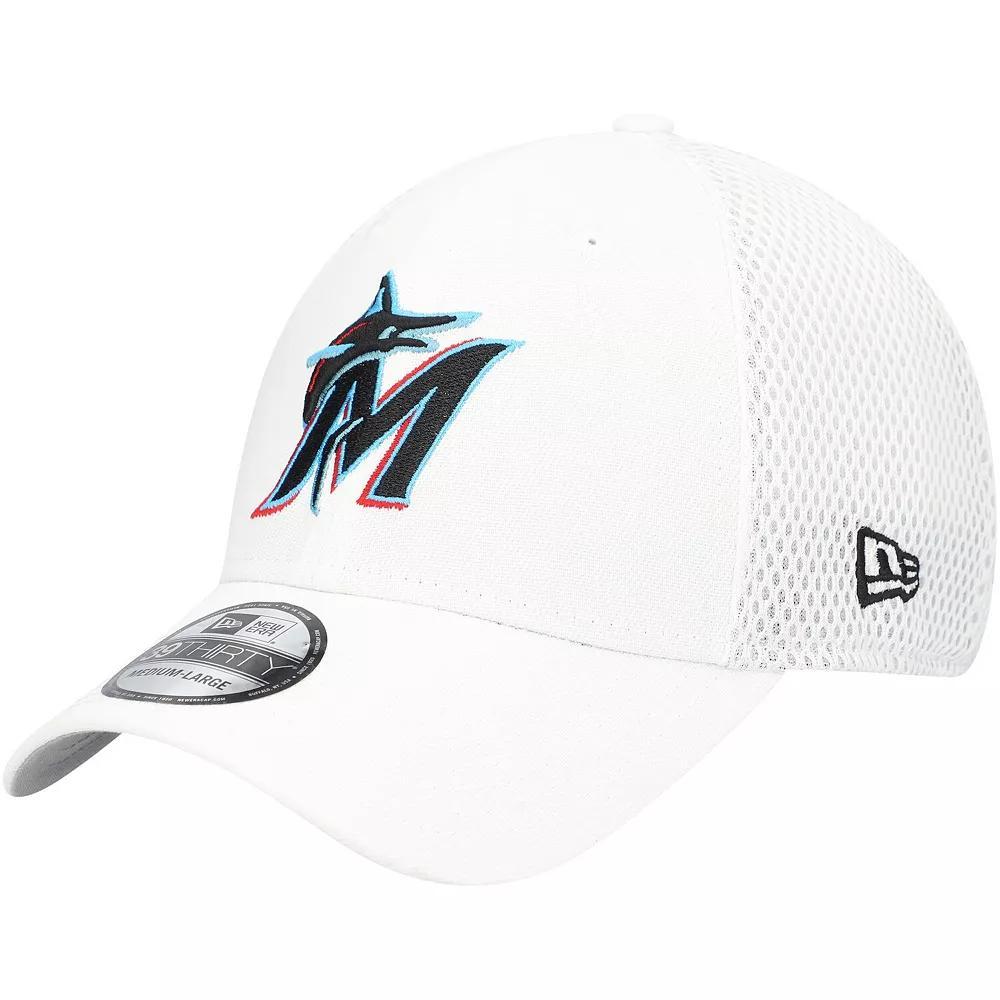 Men's New Era White Miami Marlins REPREVE Neo 39THIRTY Flex Hat,  Product Image
