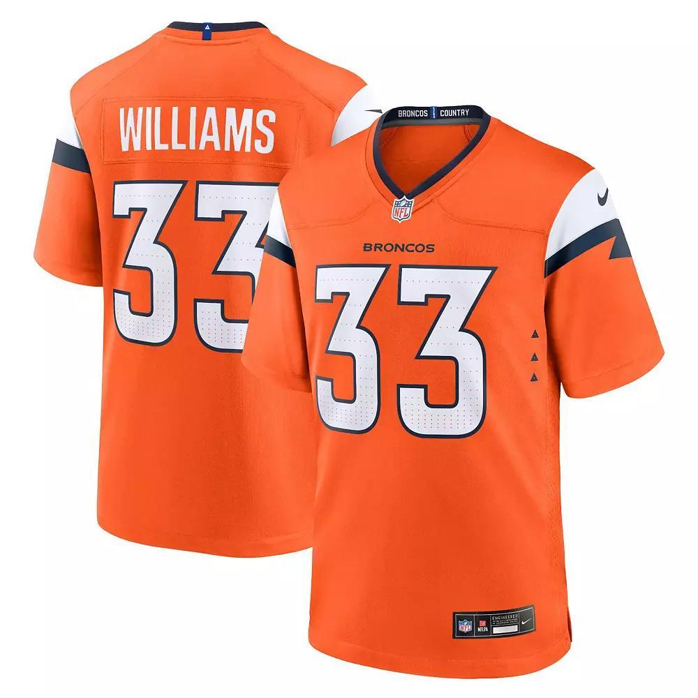 Men's Nike Javonte Williams Orange Denver Broncos Mile High Collection Game Jersey, Size: Small Product Image