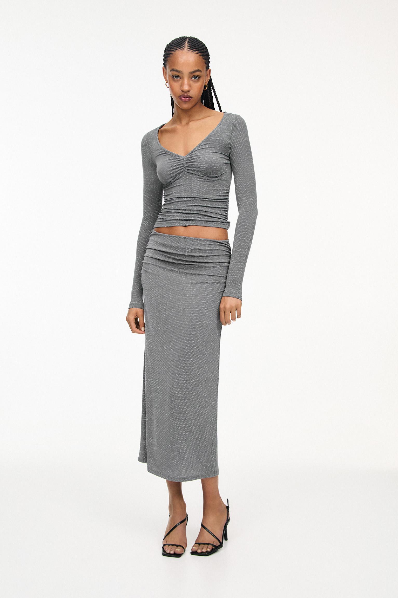 Shimmery top with gathering Product Image