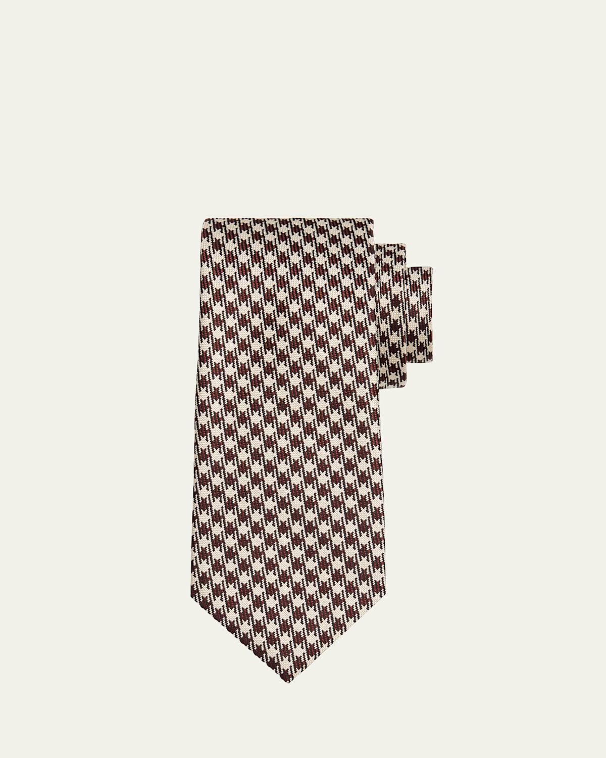 Mens Houndstooth Mulberry Silk Tie Product Image