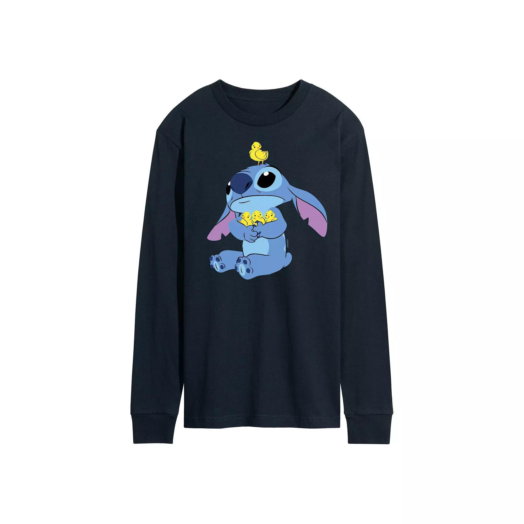 Disney's Lilo & Stitch Men's Stitch & Chicks Long Sleeve Graphic Tee, Size: Medium, Blue Product Image