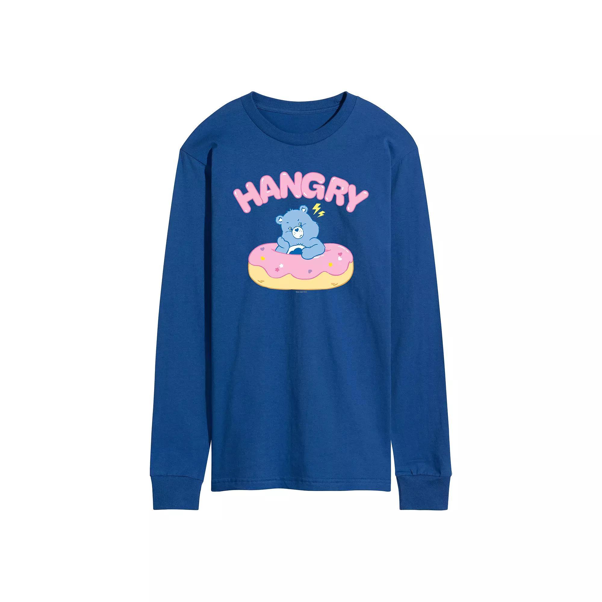 Men's Care Bears Hangry With Donut Long Sleeve Graphic Tee, Size: Large, Blue Product Image