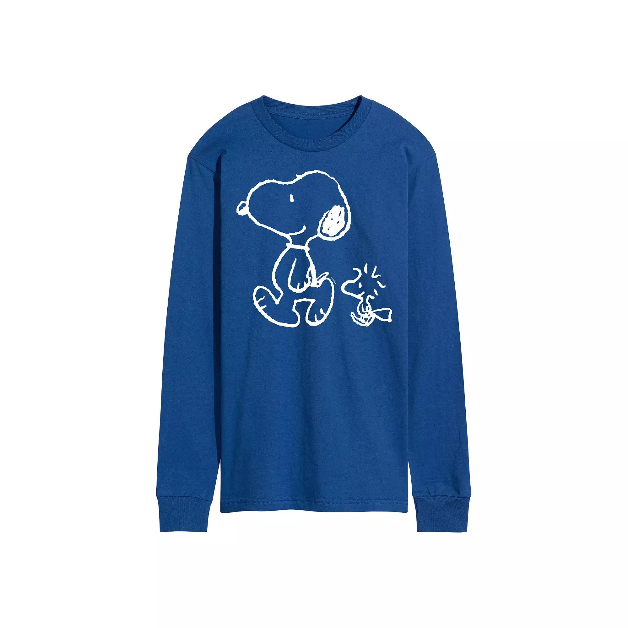 Men's Peanuts Snoopy Woodstock Walk Long Sleeve Tee,  Product Image