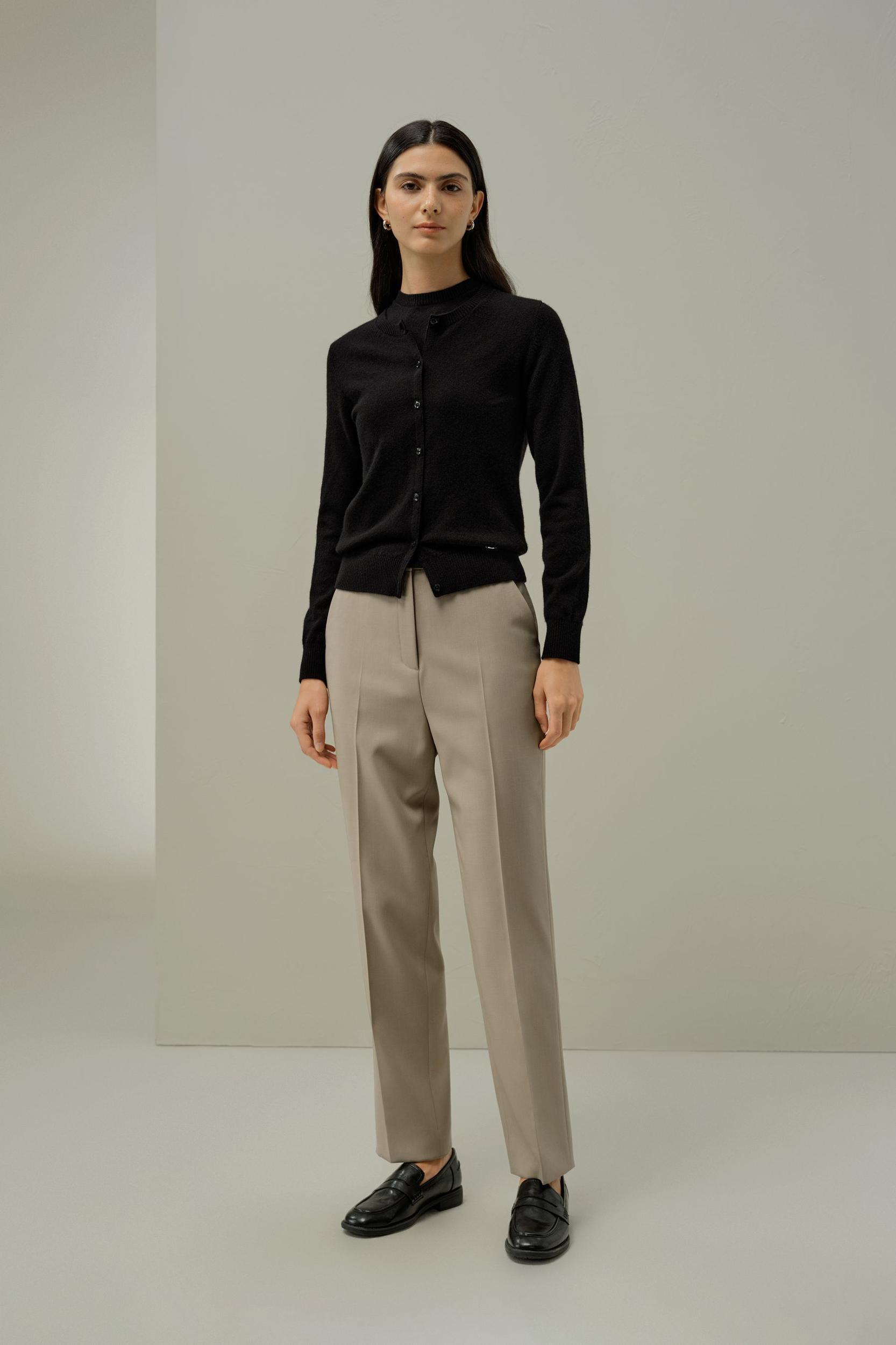 LILYSILK Women's Cashmere Cardigan | Fitted Crew Neck | 100% Cashmere | Soft & Breathable | Medium Gray | M Product Image