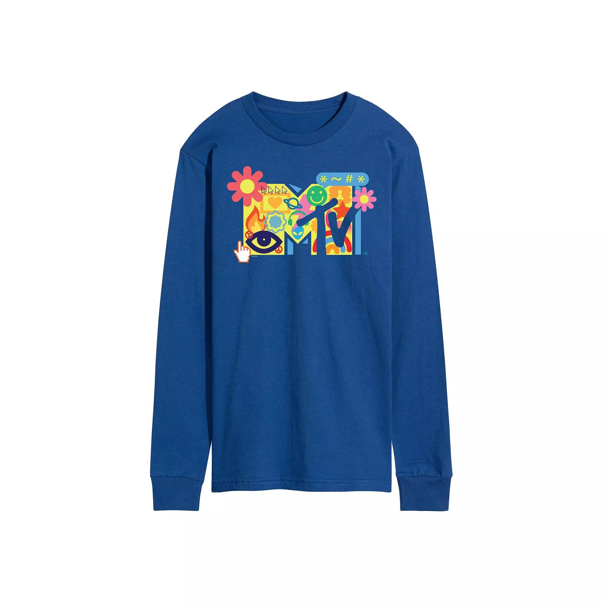 Men's MTV Y2K Logo Long Sleeve Graphic Tee,  Product Image